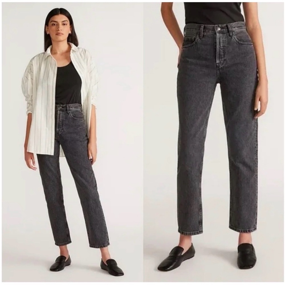Everlane High-Rise Bootcut Jeans in Washed Black
